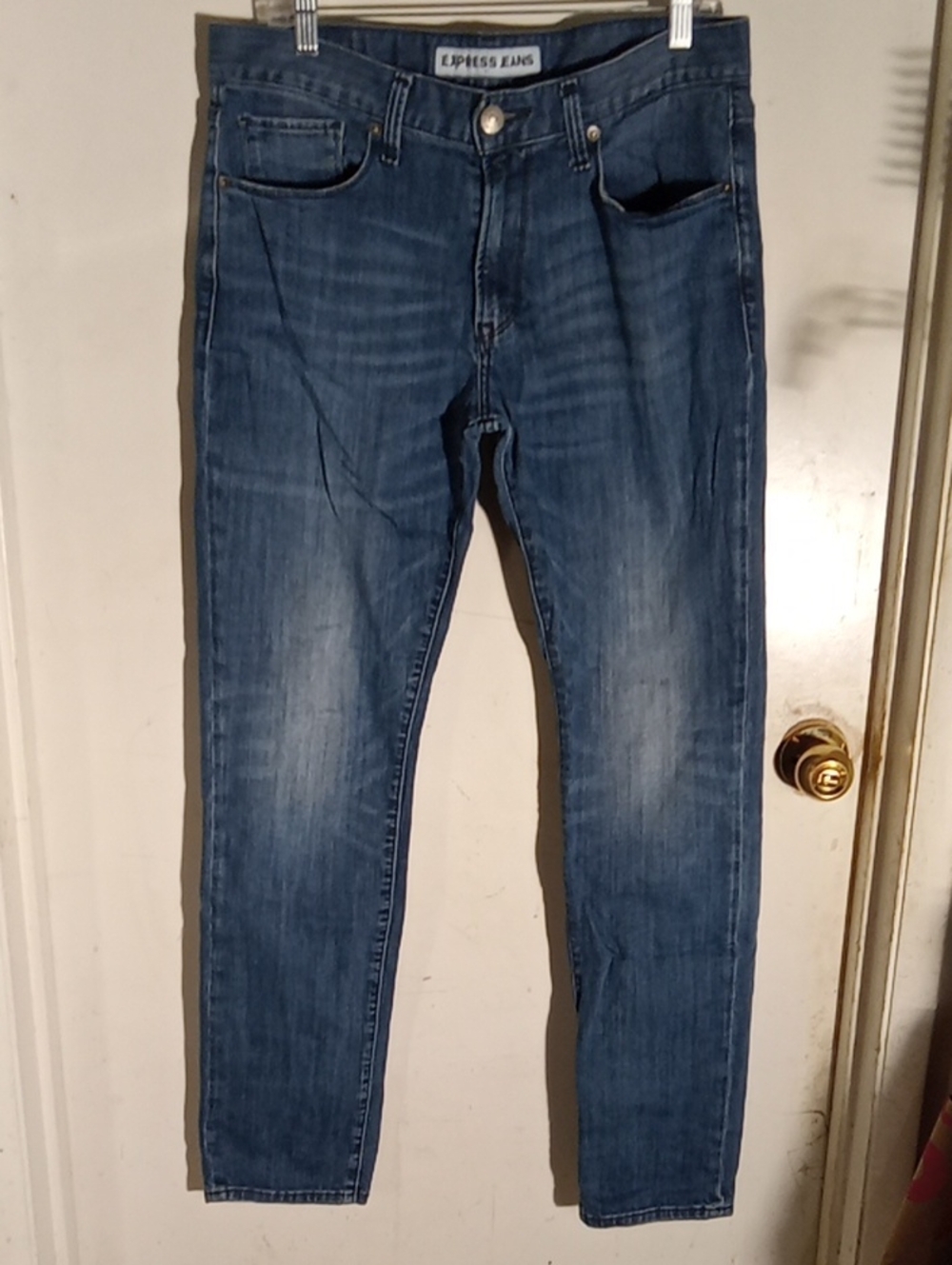 Men's Express Jeans Blue Good Stretch Leg In Seam 32" Slim Fit Skinny Leg